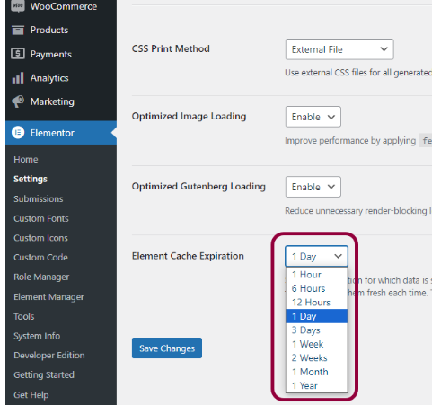 How to use element caching to speed up page loading