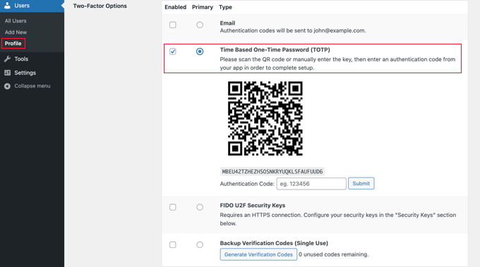 How to add two-factor authentication in WordPress