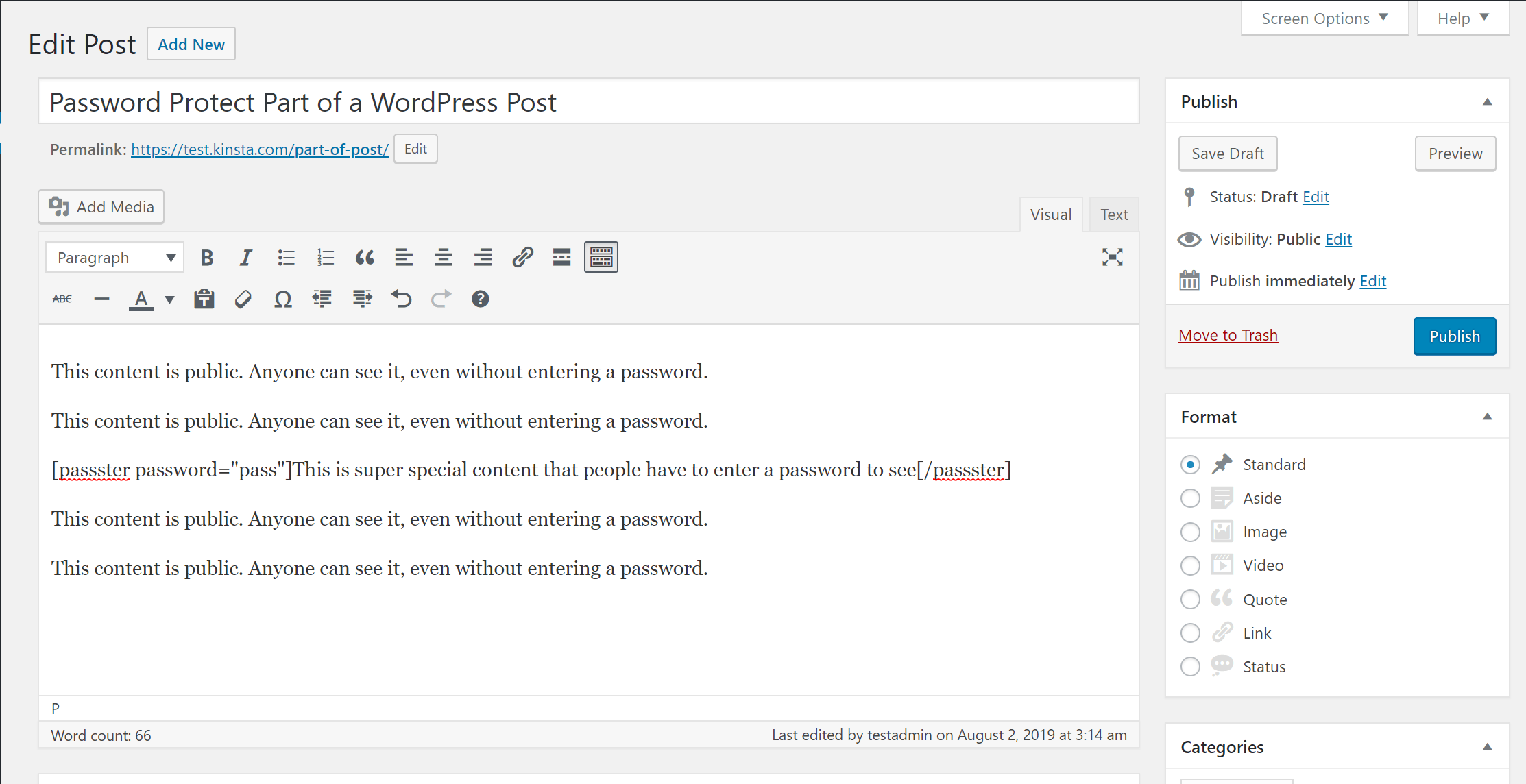 Como proteger partes de um post do WordPress com senha