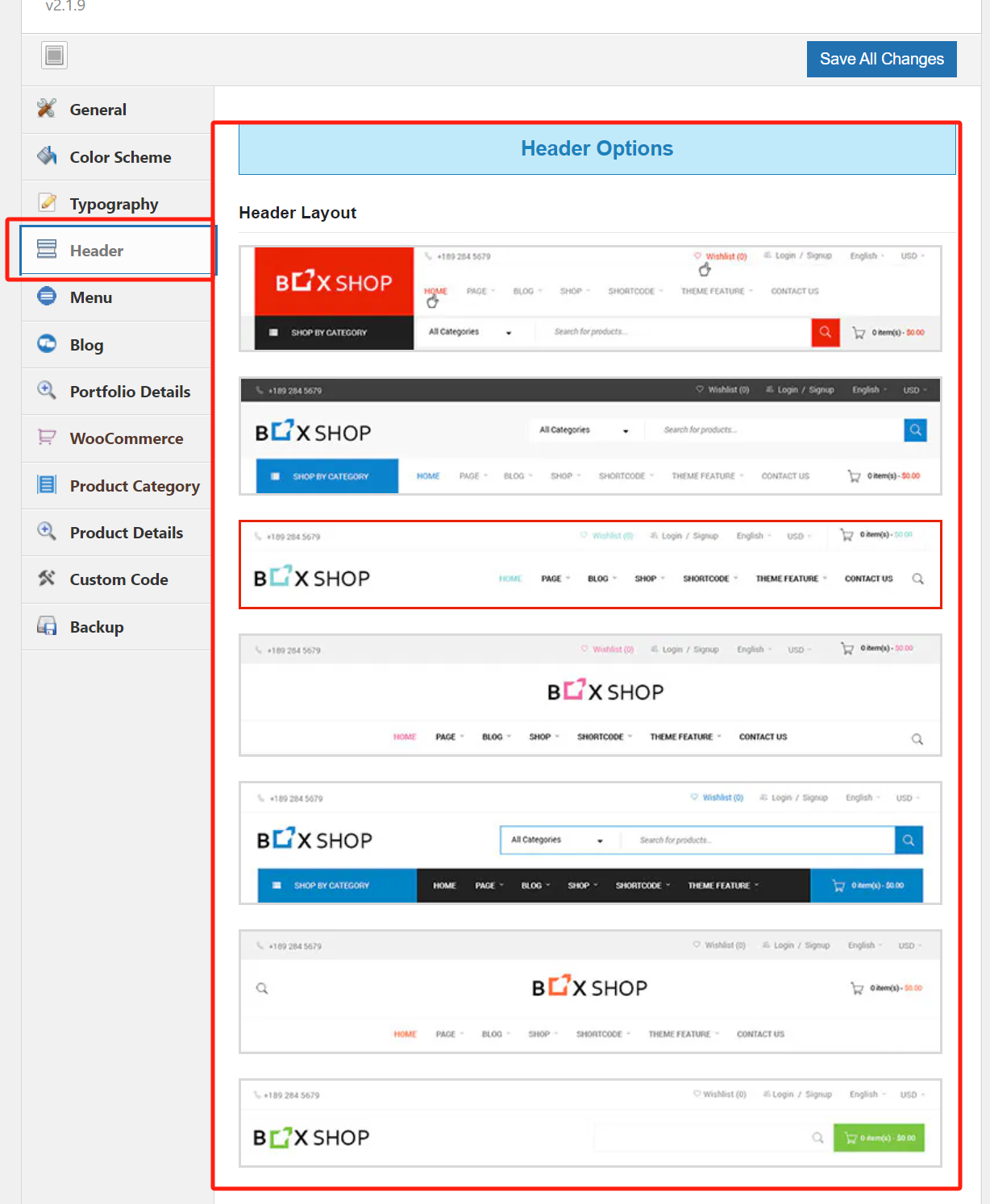 Análise exaustiva das definições do tema BoxShop: melhorar o design do seu sítio Web (06)