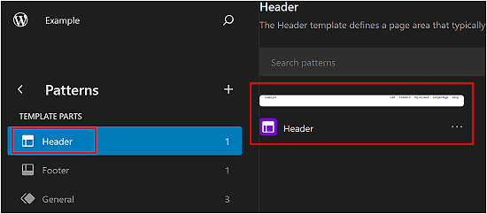 Selecting Header Mode on the WordPress Block Editor