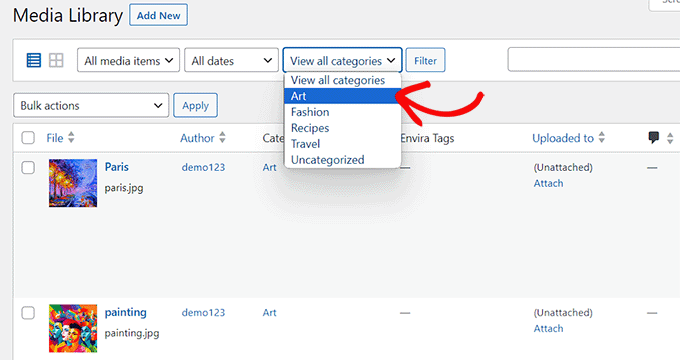 Filtrar imágenes por categoría