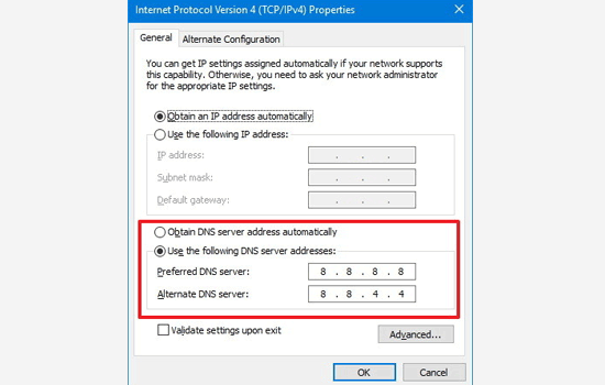 在 Windows 中更改 DNS 服务器