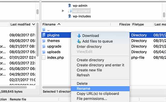 Desativar todos os plug-ins do WordPress