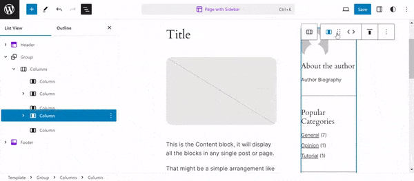 Como é que altero a barra lateral no WordPress?