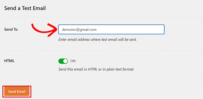 Senden Sie eine Test-E-Mail