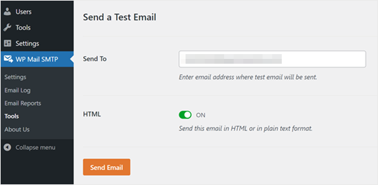 Sending test emails with WP Mail SMTP