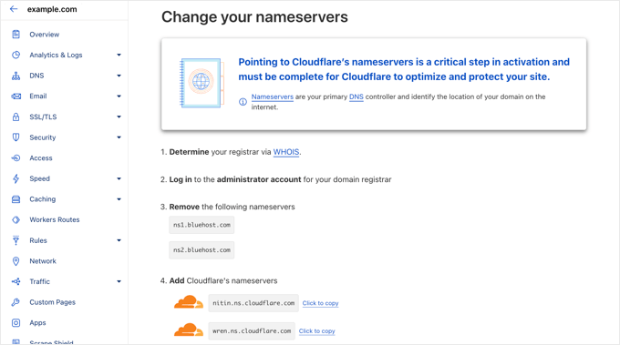 Change to Cloudflare Name Server