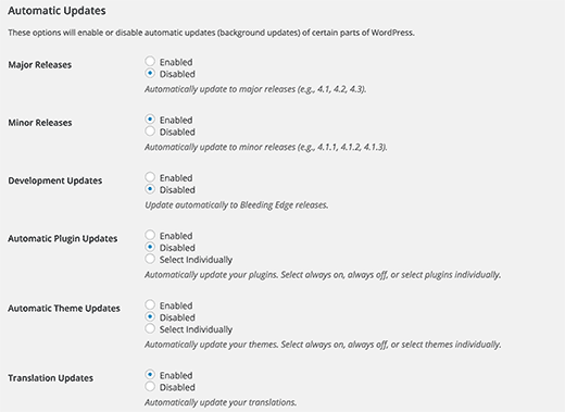 Configurar WordPress para que se actualice automáticamente