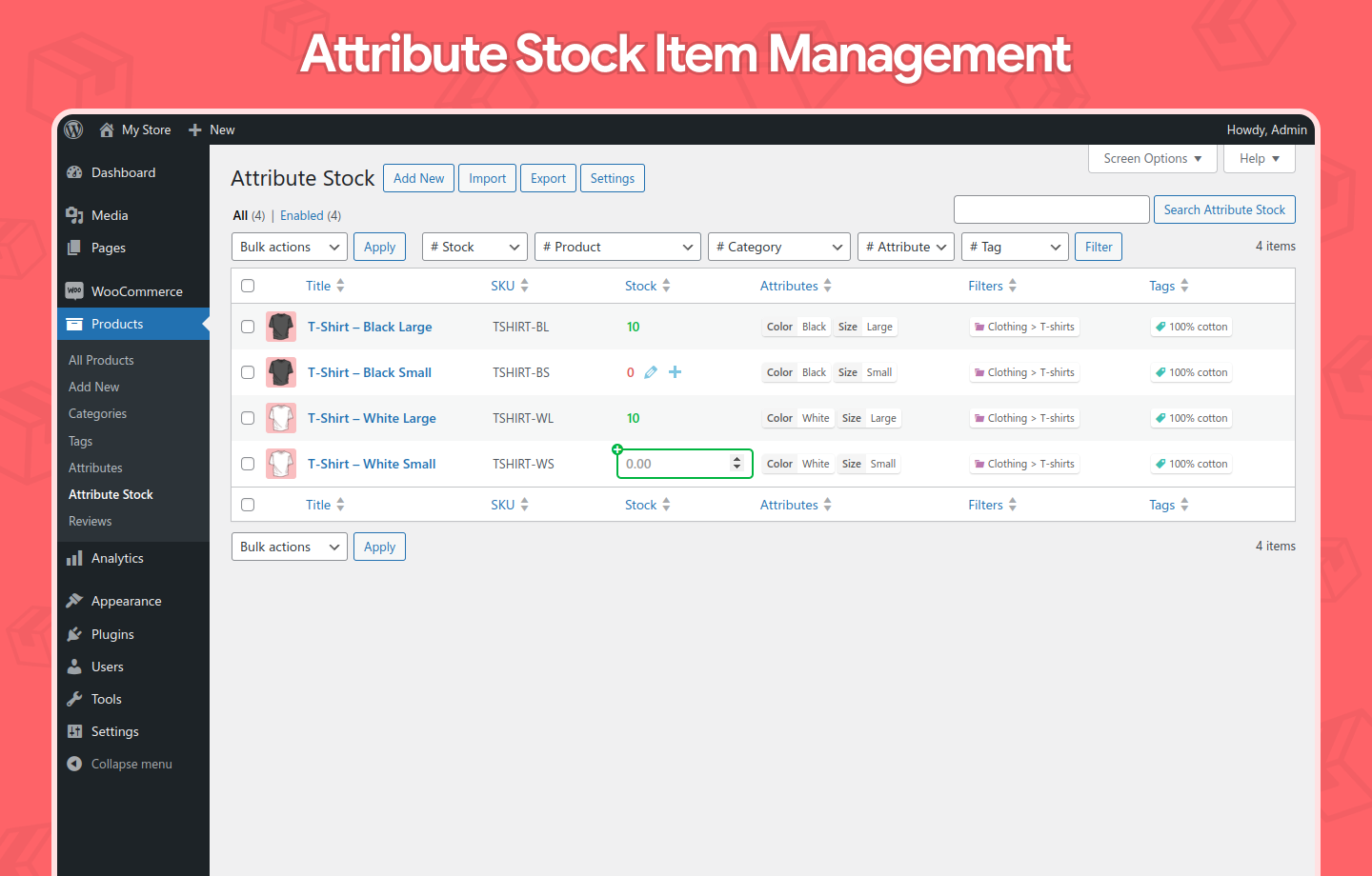 WooCommerceとAttribute Stockプラグインで効率的な在庫管理を実現する方法