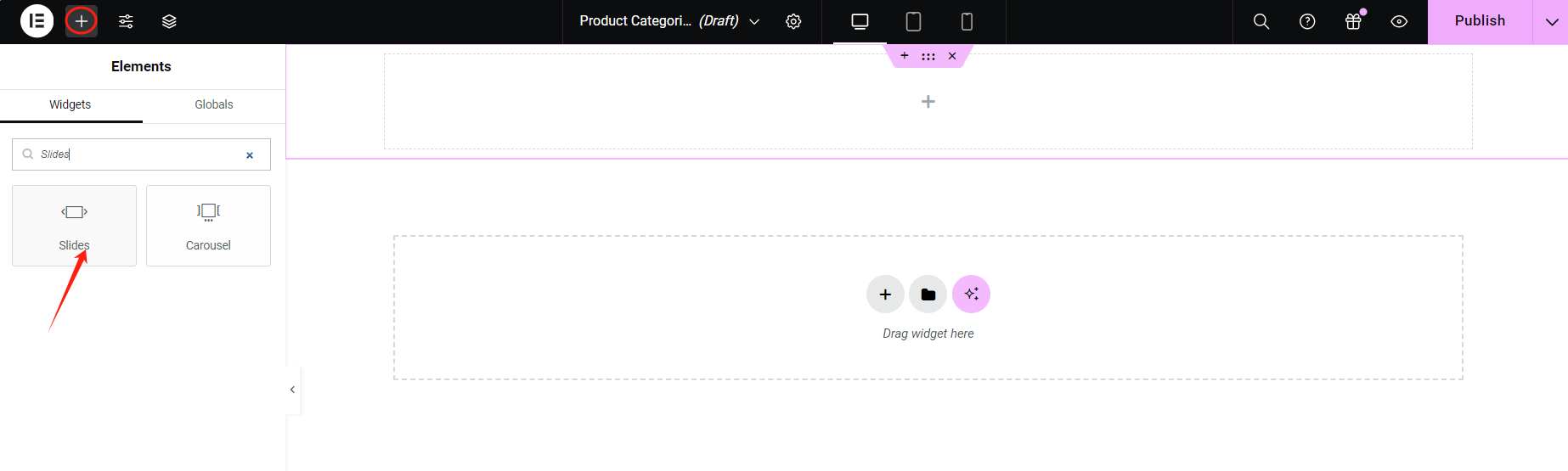 How to set different Elementor full width slides for different pages