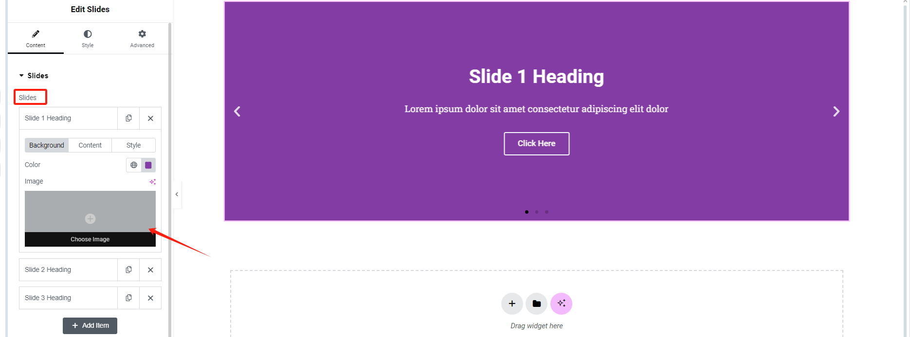 How to set different Elementor full width slides for different pages