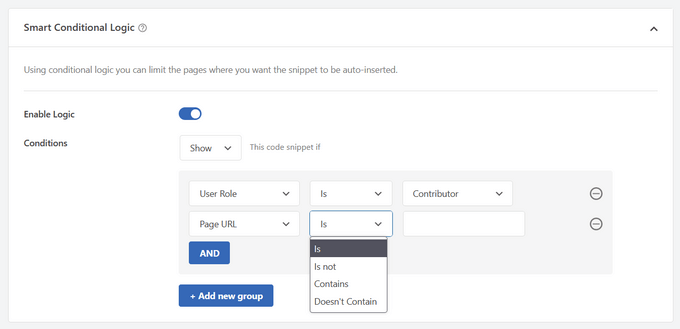 WPCode Intelligent Conditional Logic