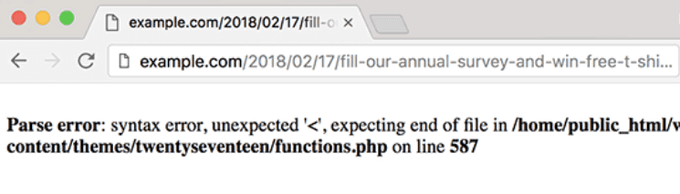 Ejemplos de códigos de error PHP