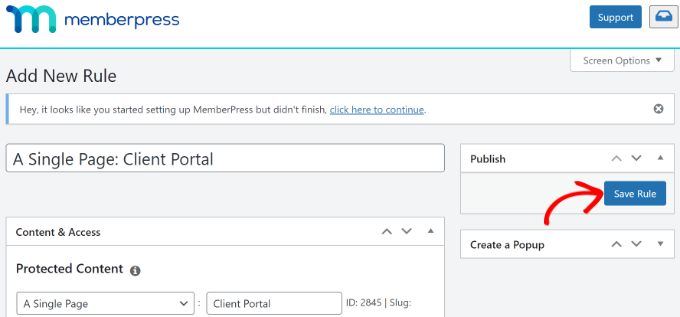 Saving Rules in MemberPress