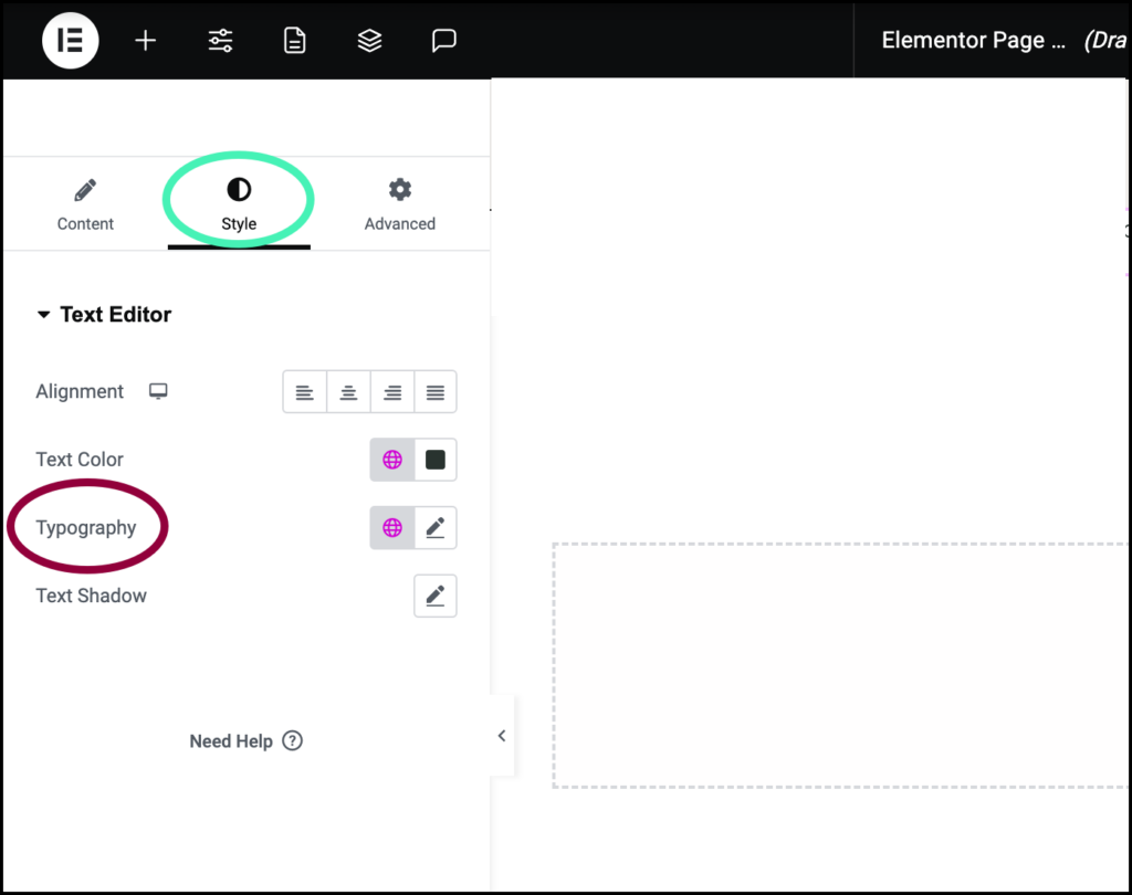 Cómo cambiar el color del texto y la configuración de la tipografía en Elementor