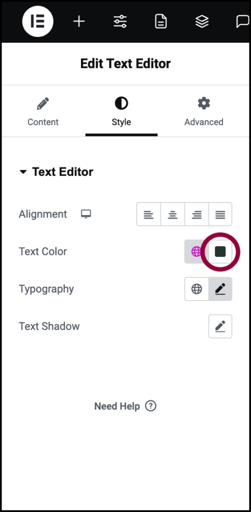 Cómo cambiar el color del texto y la configuración de la tipografía en Elementor