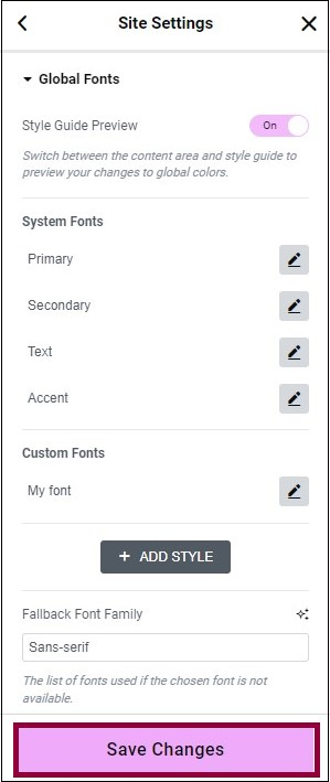 How to view and edit global fonts in Elementor