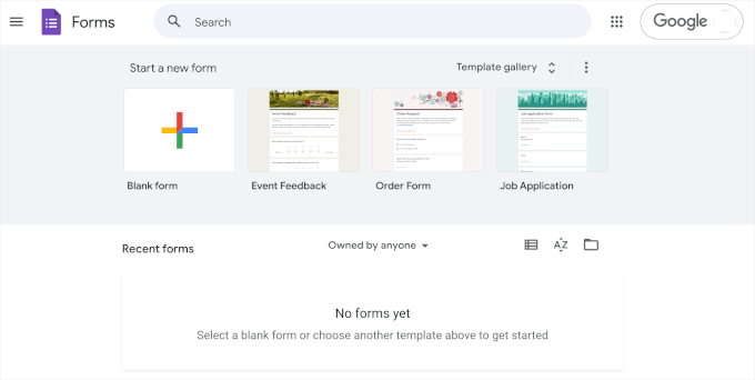 Templates for Google Forms