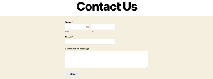 WordPress Contact Form Example