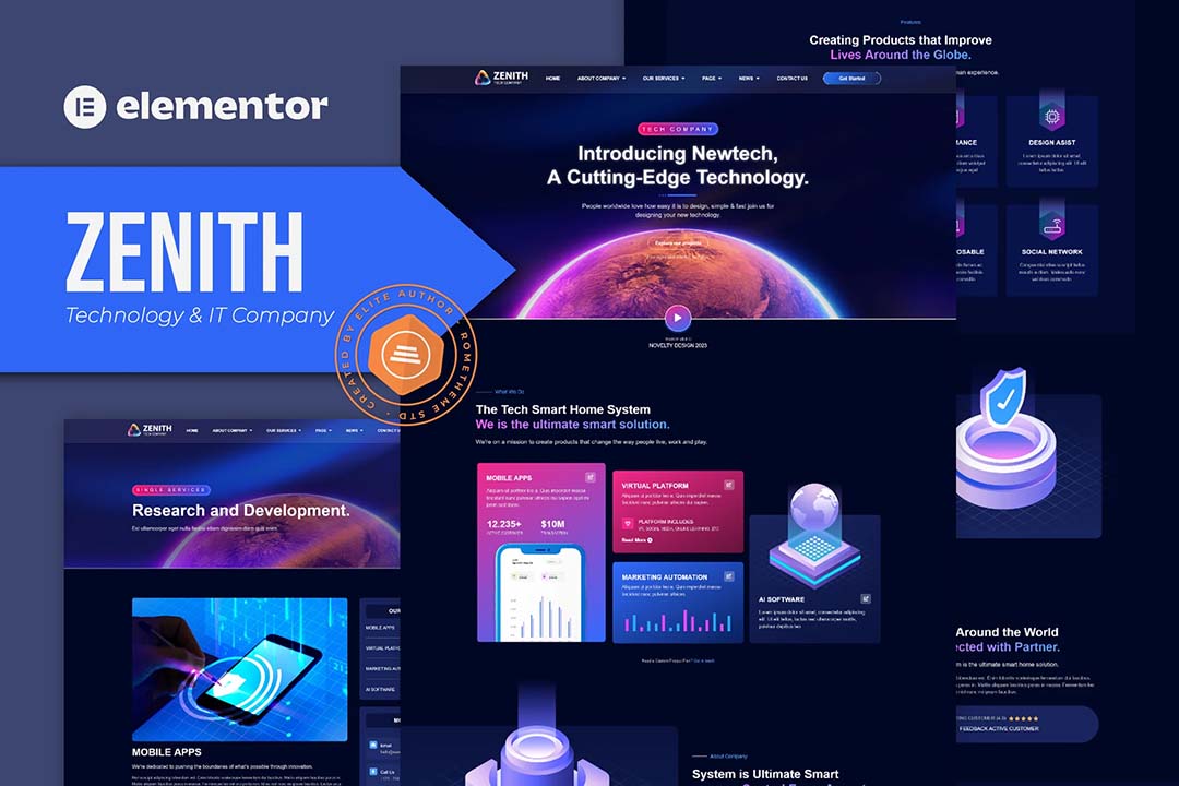 Zenith – 技术与 IT 公司 Elementor 模板套件-光子波动网-免费分享跨境知识和技术知识