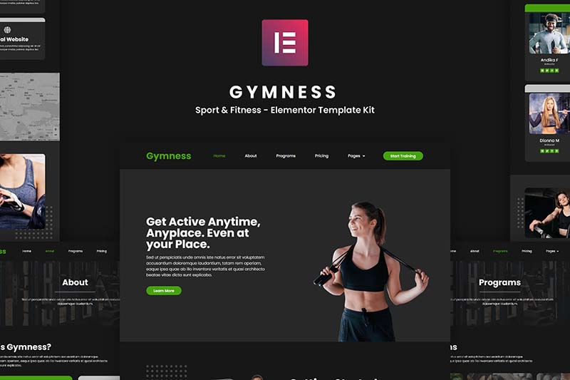 Gymness – 运动 & 健身Elementor 模板套件-光子波动网-免费分享跨境知识和技术知识