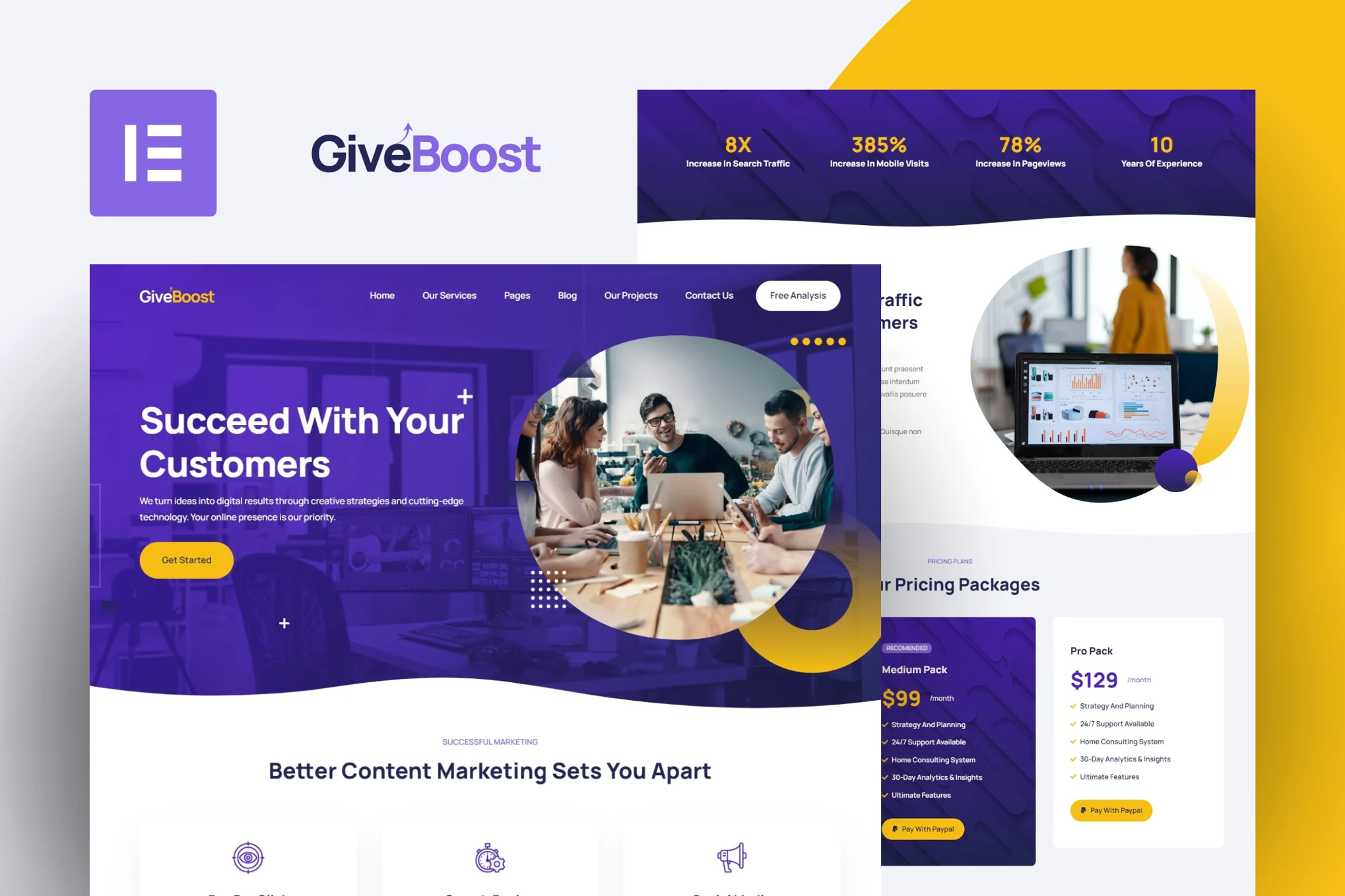 GiveBoost – 数字营销机构 Elementor Pro 模板套件-光子波动网 | 专业WordPress修复服务，全球范围，快速响应