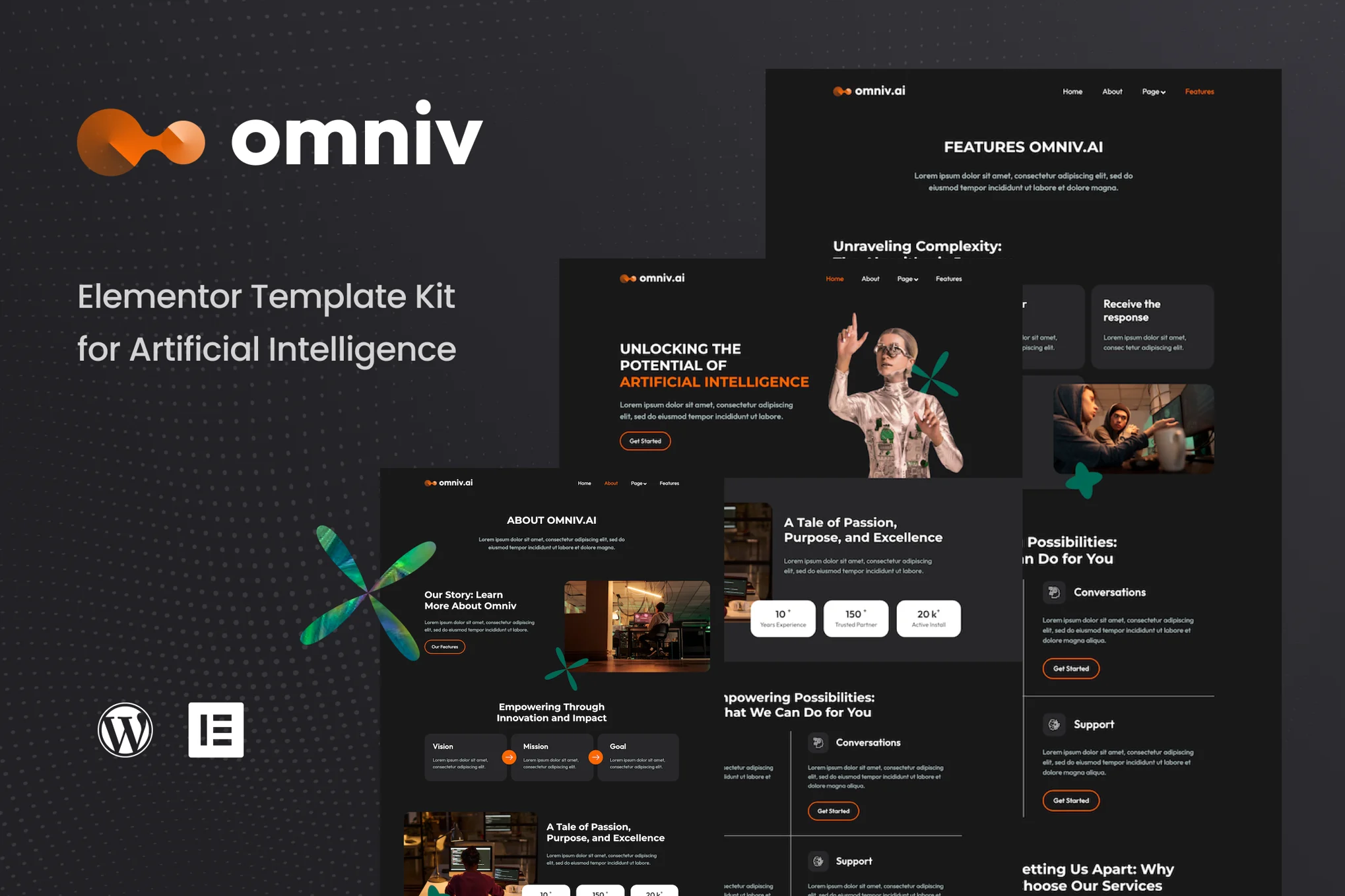 Omniv AI – 人工智能 Elementor 模板套件-光子波动网 | 专业WordPress修复服务，全球范围，快速响应