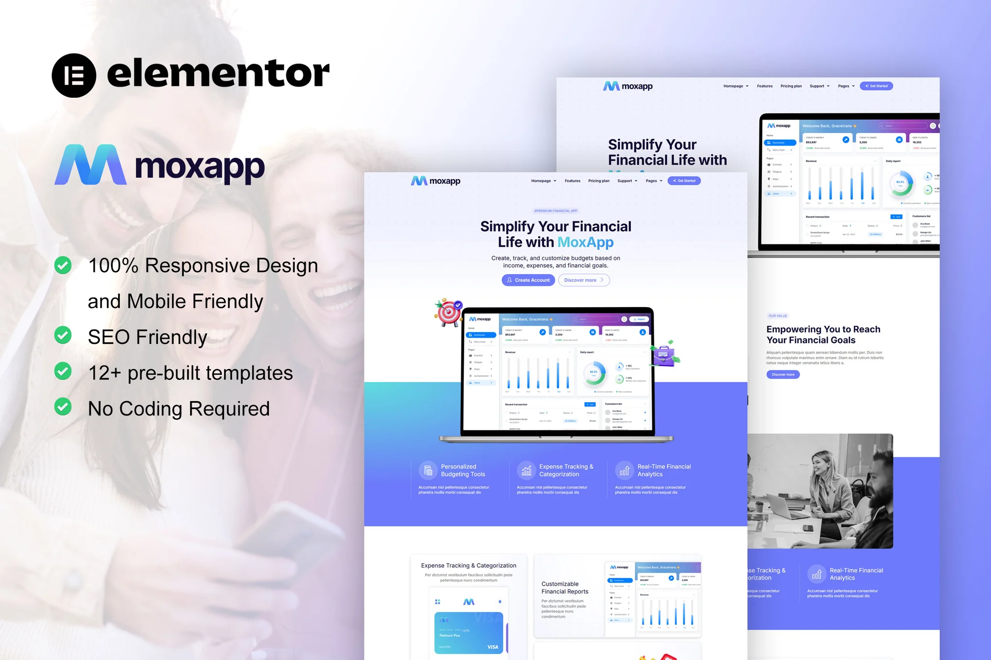 MoxApp – 应用程序和金融科技初创公司 Elementor Pro 模板套件-光子波动网 | 专业WordPress修复服务，全球范围，快速响应