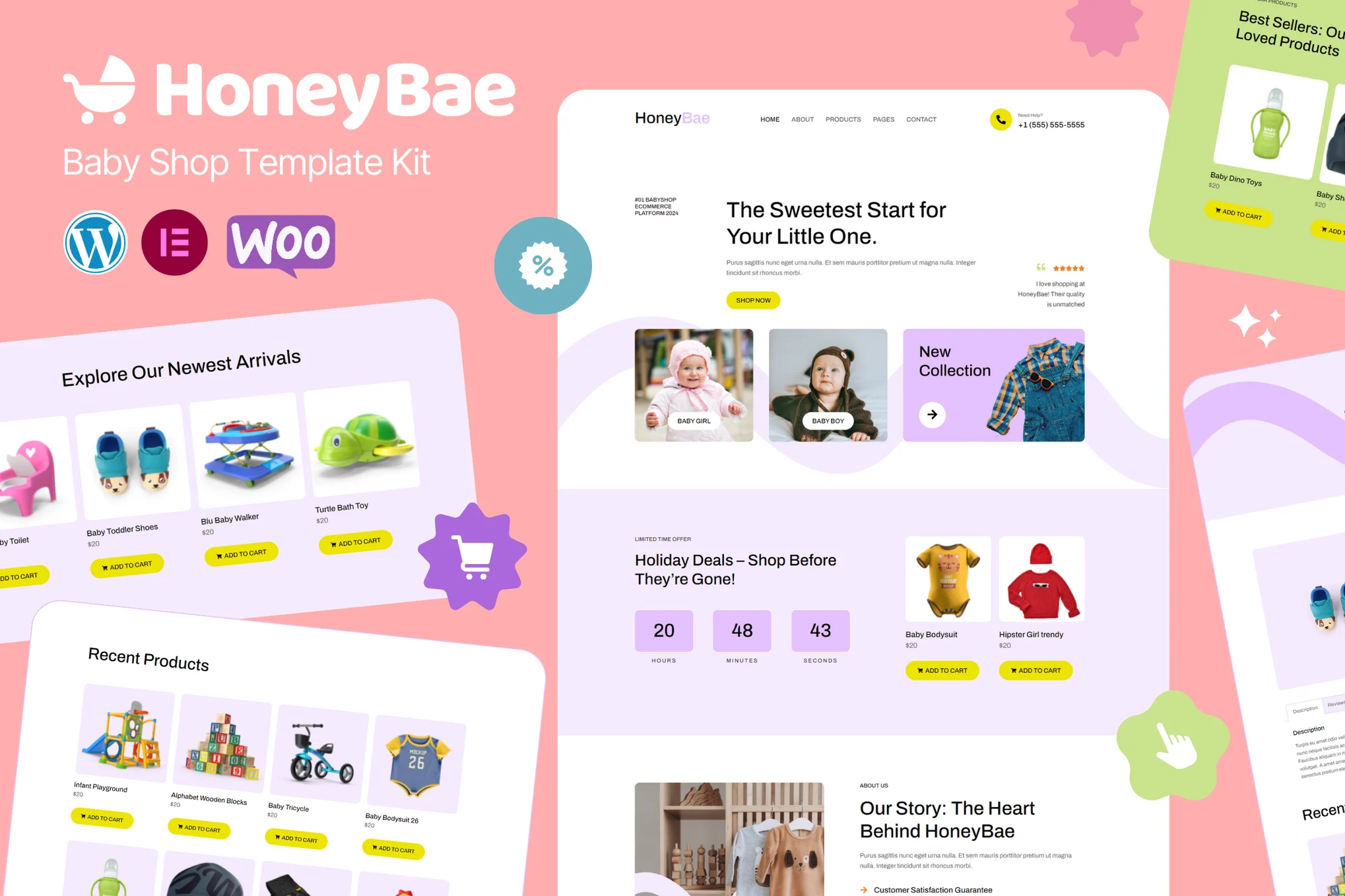 HoneyBae – 母婴用品商店 Elementor Pro 模板套件-光子波动网 | 专业WordPress修复服务，全球范围，快速响应