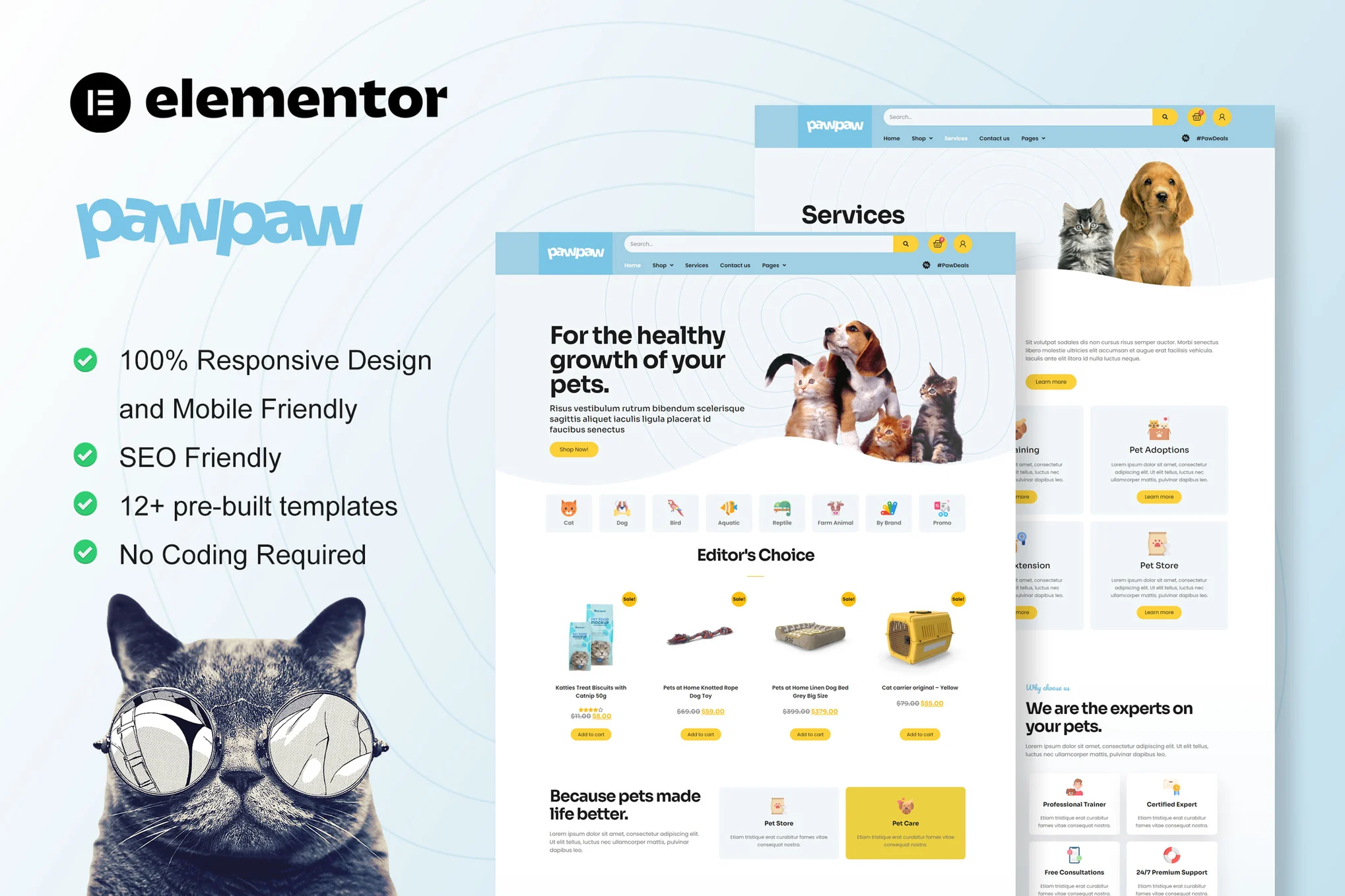 PawPaw – WooCommerce 宠物店 & 宠物护理 Elementor 模板套件-光子波动网 | 专业WordPress修复服务，全球范围，快速响应