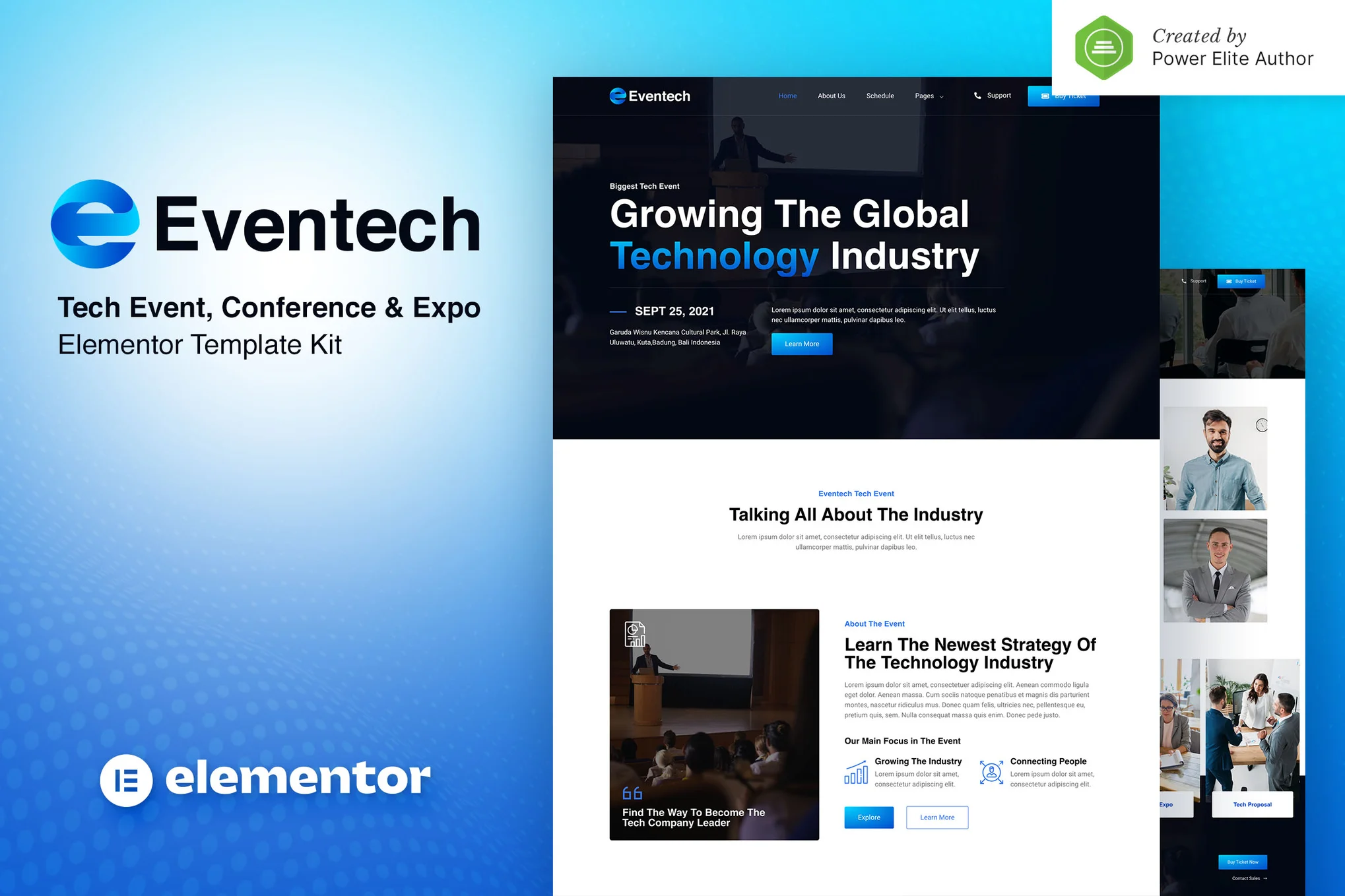 Eventech Elementor 模板套件 | 创建现代科技活动、会议和教育网站