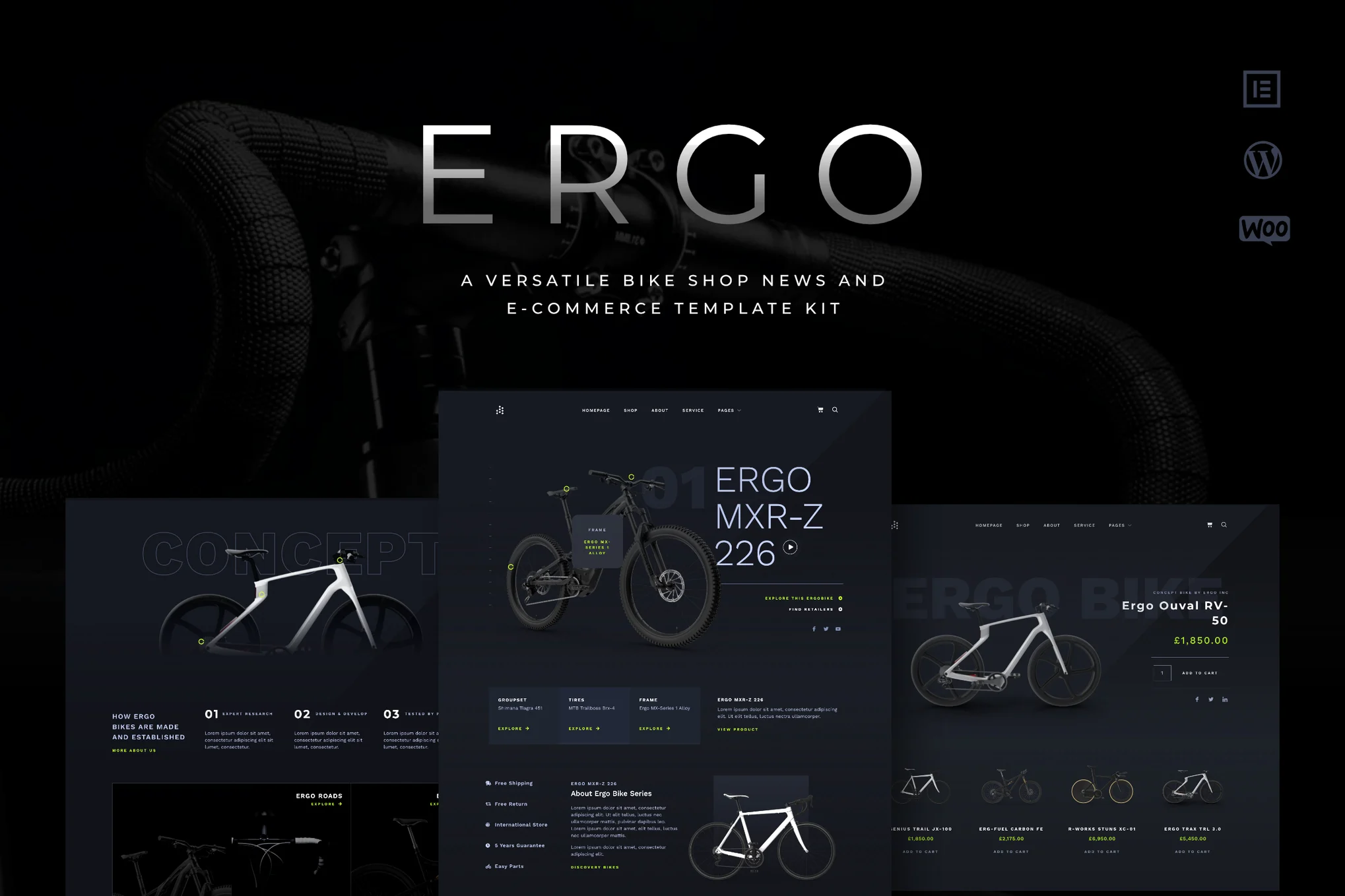 ERGO – 自行车与骑行 WooCommerce Elementor 模板套件-光子波动网 | 专业WordPress修复服务，全球范围，快速响应