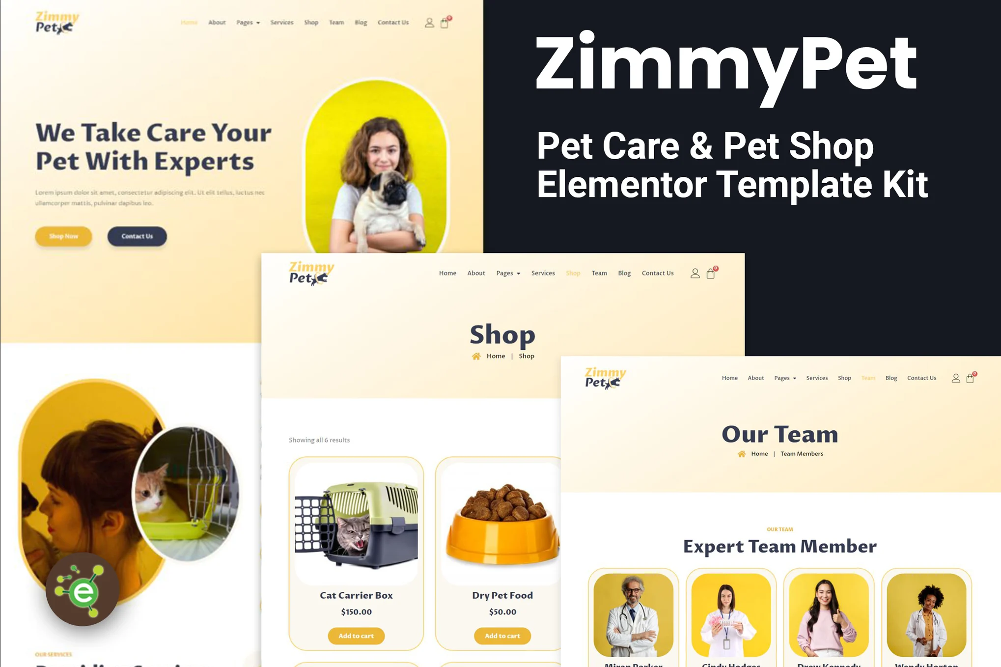 ZimmyPet – 宠物护理与商店 Elementor 模板套件-光子波动网 | 专业WordPress修复服务，全球范围，快速响应