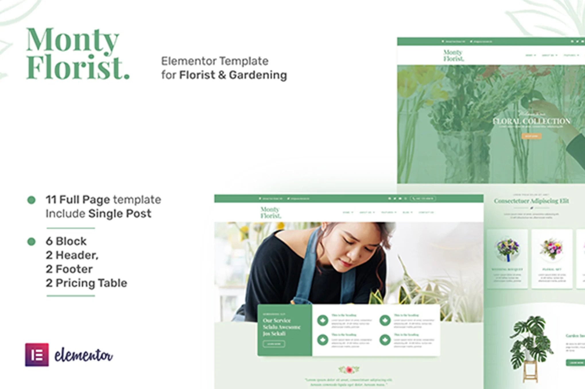 Monty Florist – 花卉精品店与装饰 Elementor 模板套件-光子波动网 | 专业WordPress修复服务，全球范围，快速响应