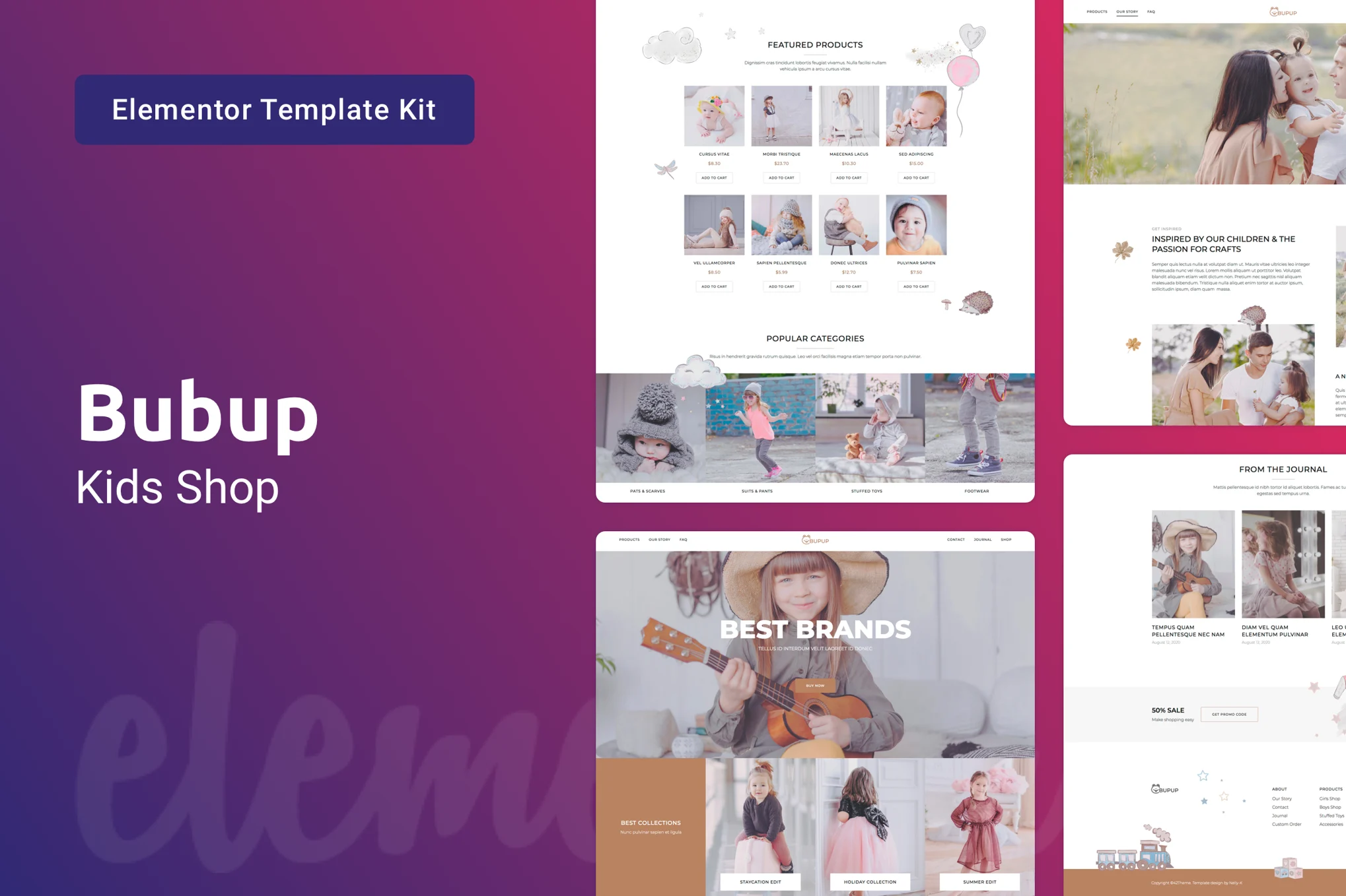 Bubup - Children's Store & Baby Store Elementor Template Suite - Photon Flux | Servicio profesional de reparación de WordPress, alcance global, respuesta rápida