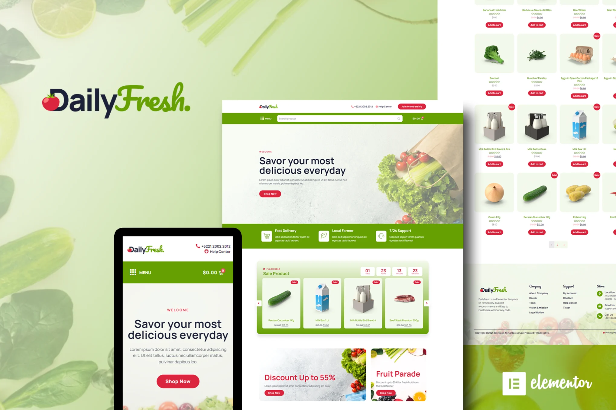 DailyFresh – 杂货商店 Elementor 模板套件-光子波动网 | 专业WordPress修复服务，全球范围，快速响应