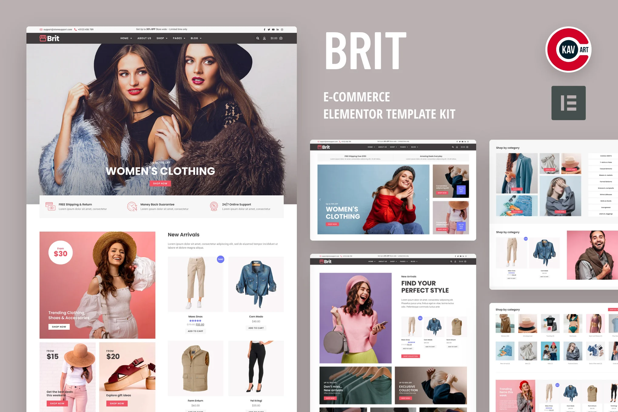 Brit – WooCommerce Elementor Pro 模板套件-光子波动网 | 专业WordPress修复服务，全球范围，快速响应