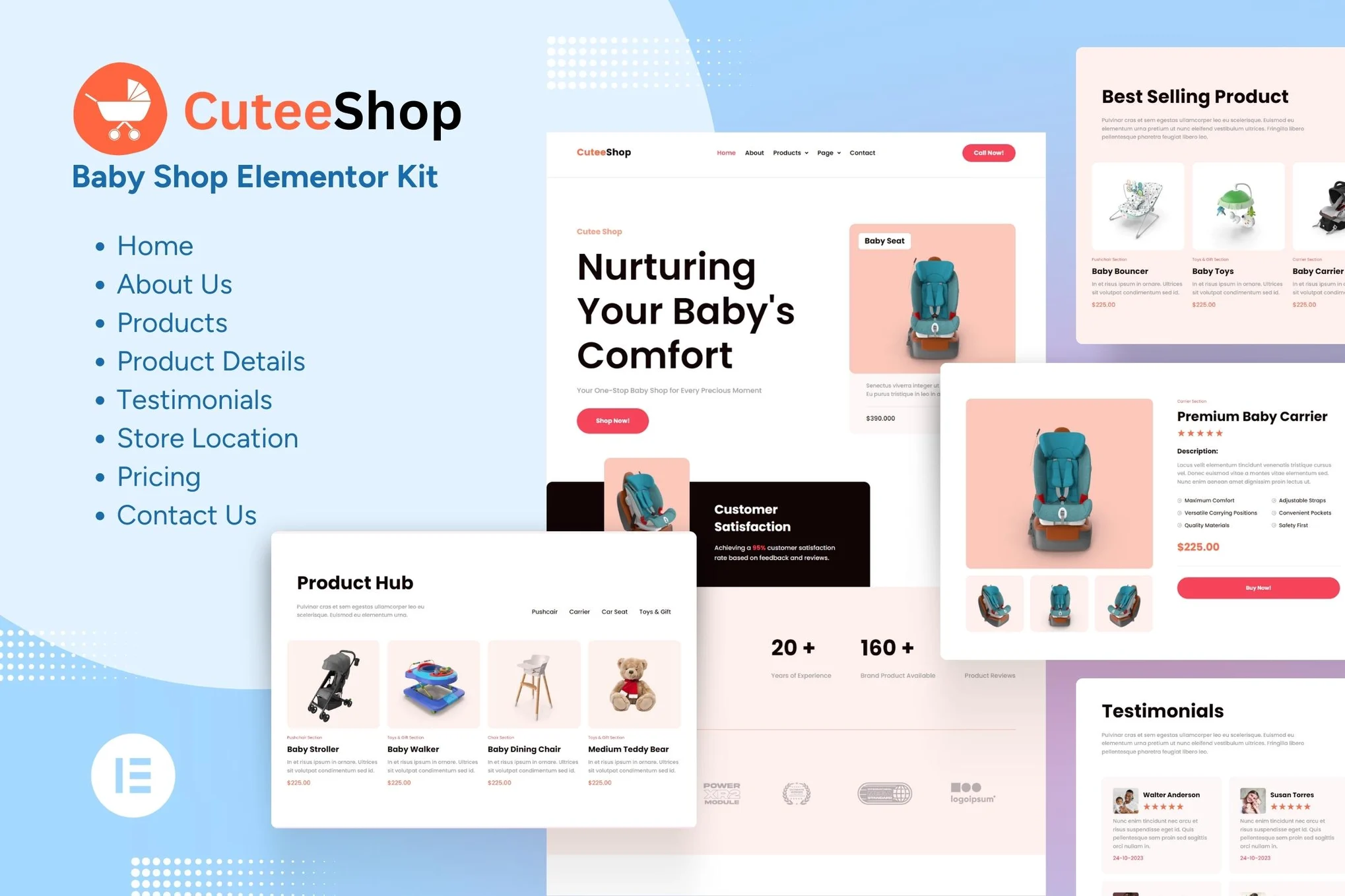 CuteeShop – 儿童与婴儿电商 Elementor 模板套件-光子波动网 | 专业WordPress修复服务，全球范围，快速响应