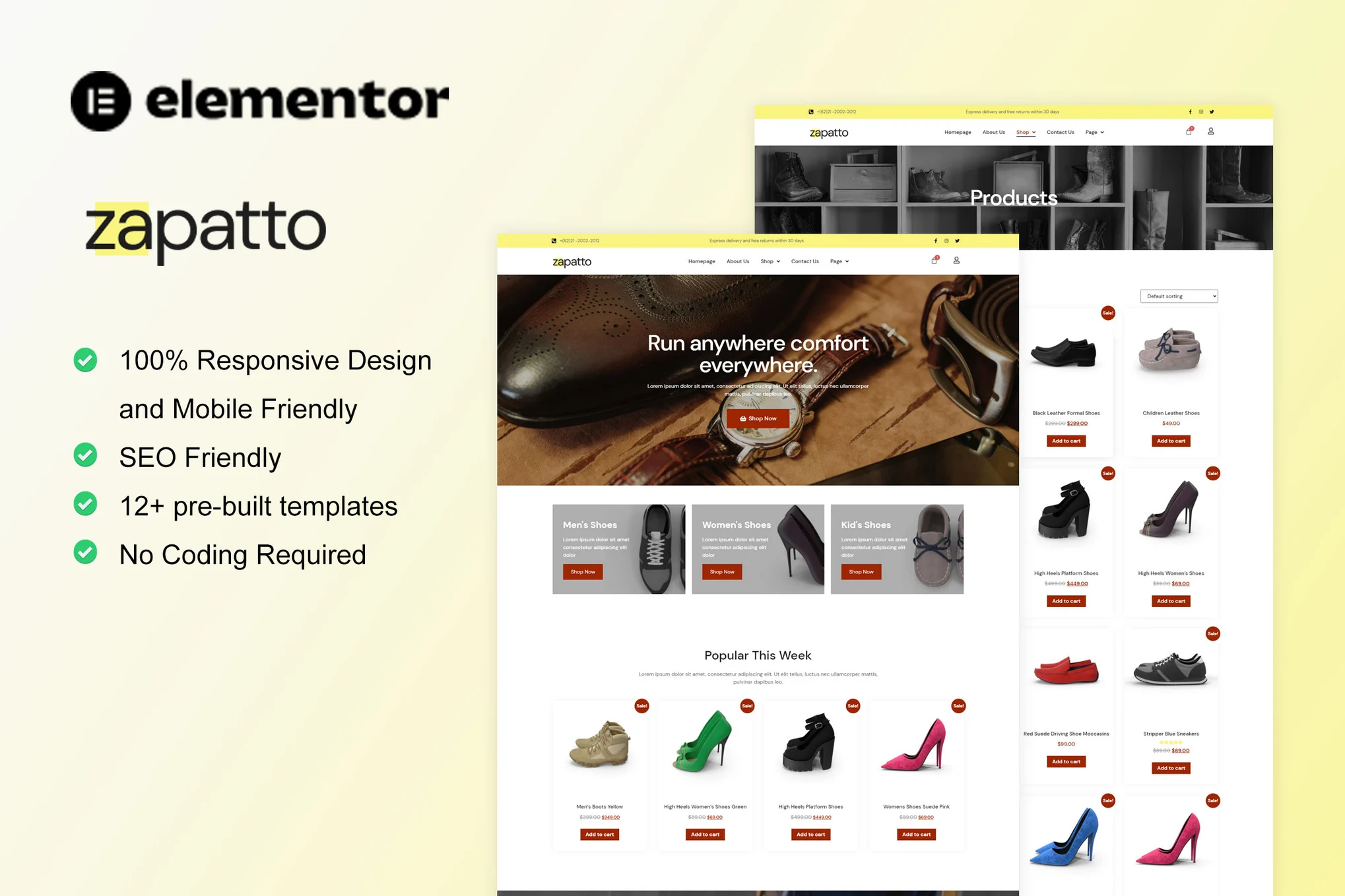 Zapatto – 鞋店 WooCommerce Elementor 模板包-光子波动网 | 专业WordPress修复服务，全球范围，快速响应