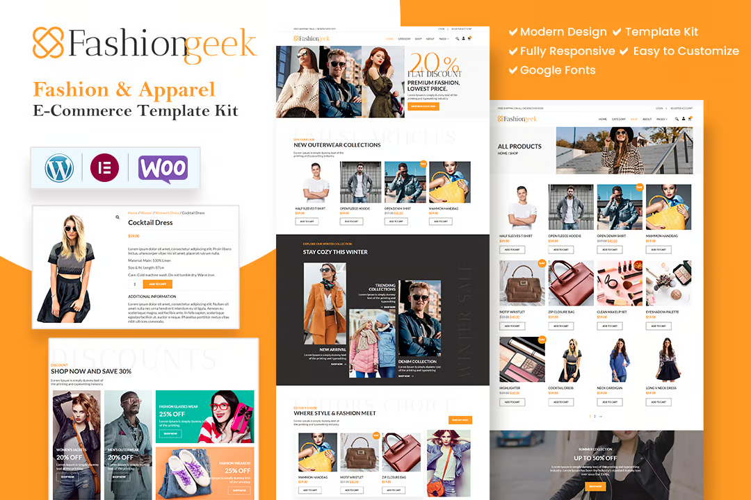 Fashion Geek – WooCommerce 时尚 Elementor Pro 模板包-光子波动网 | 专业WordPress修复服务，全球范围，快速响应