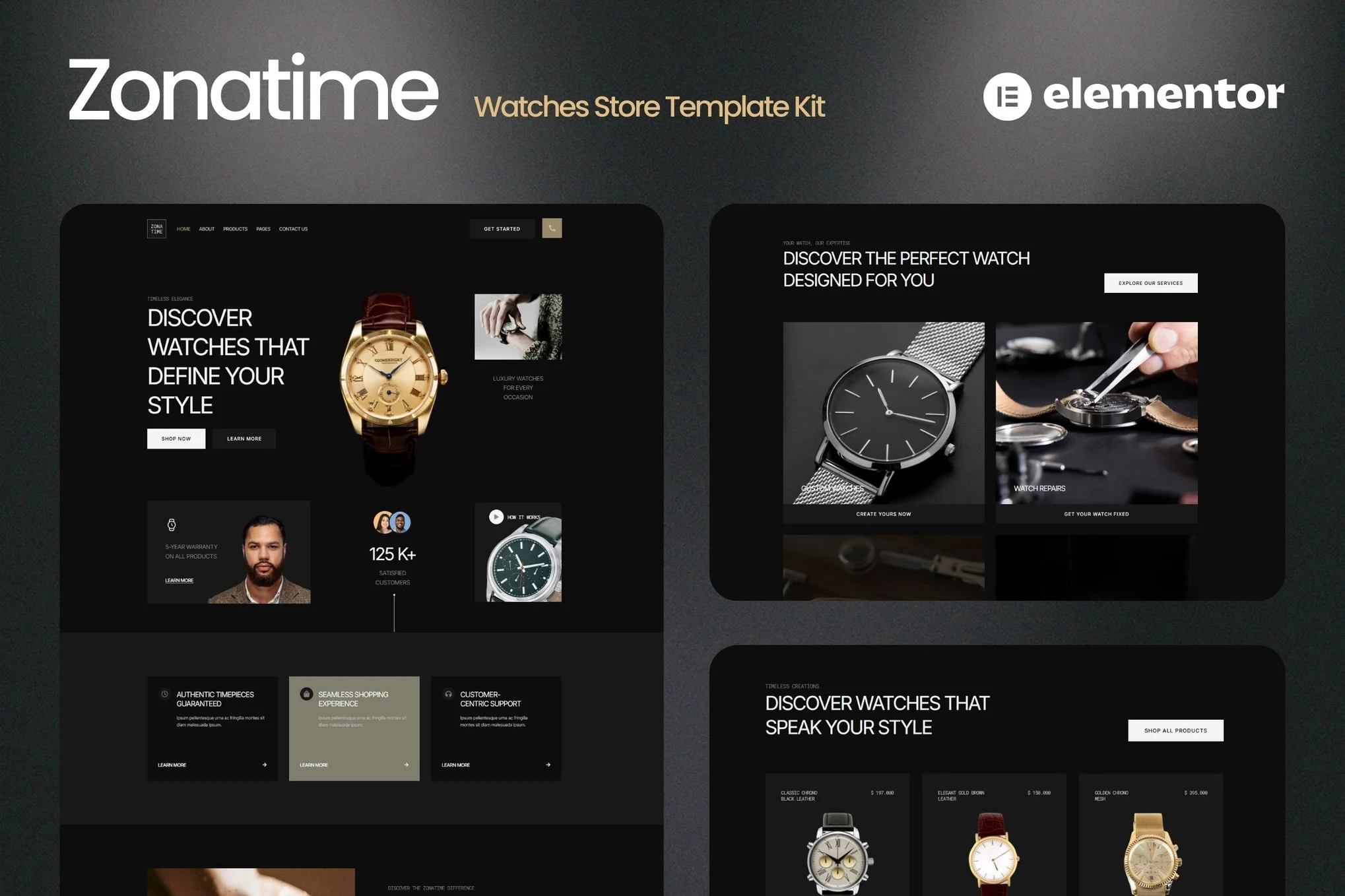 Zonatime - Dark Theme Watch Store Elementor Template Pack - Photon Fluctuation Network | Professional WordPress repair service, worldwide, fast response