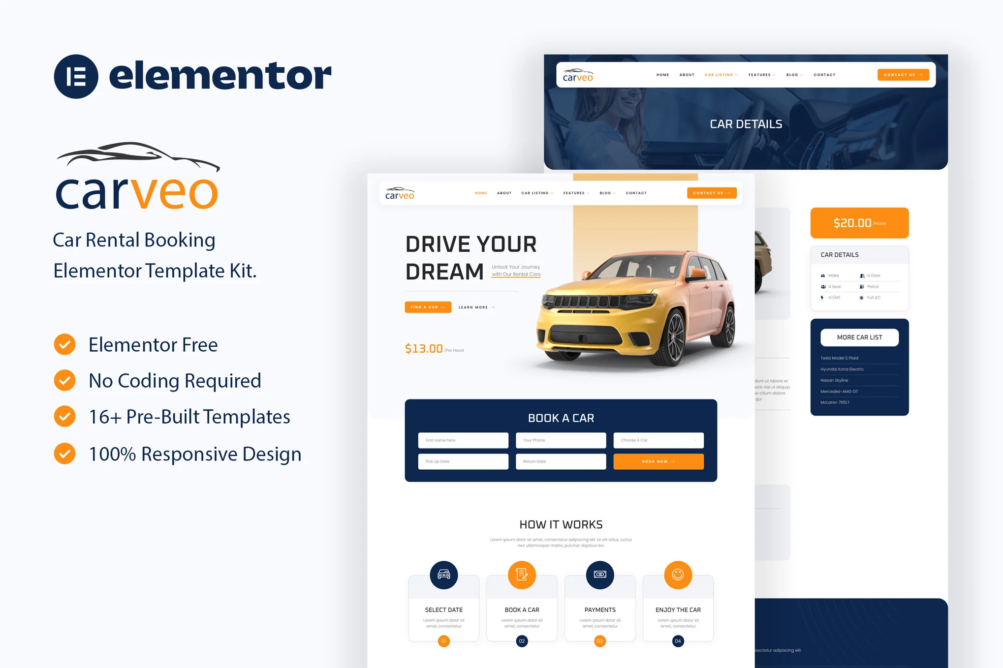 Carveo - Car Rental Elementor Template Suite - Photon Flux | Professional WordPress Repair Service, Global Reach, Fast Response