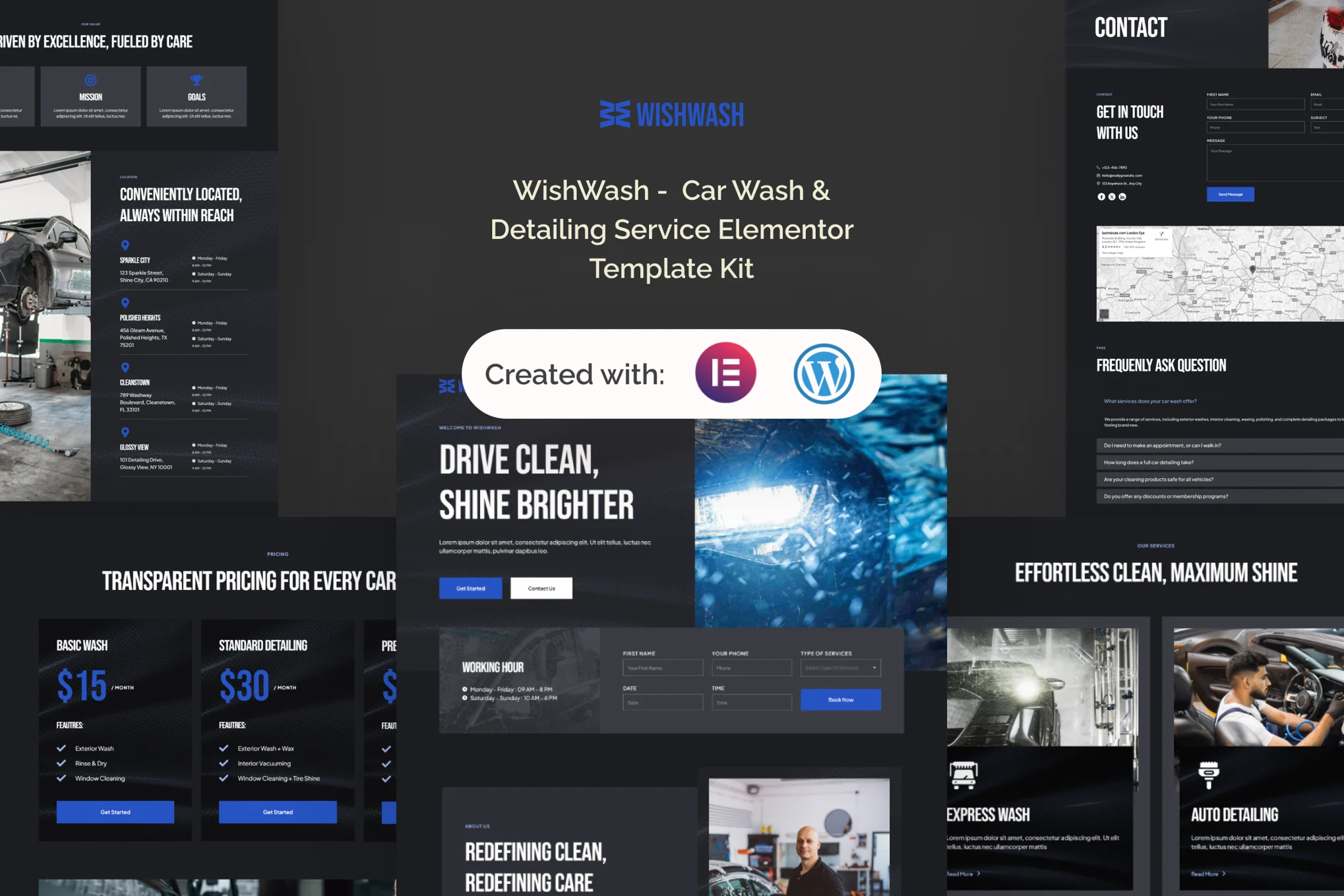 WishWash - Car Wash & Detailing Services Elementor Template Kit - Photonwave.com | Professional WordPress Repair Service, Global Reach, Fast Response