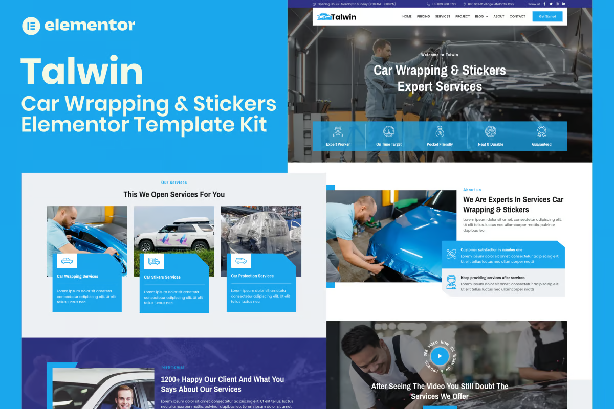 Talwin - Automotive Film & Stickers Elementor Pro Template Kit - Photon Flux | Servicio profesional de reparación de WordPress, alcance global, respuesta rápida