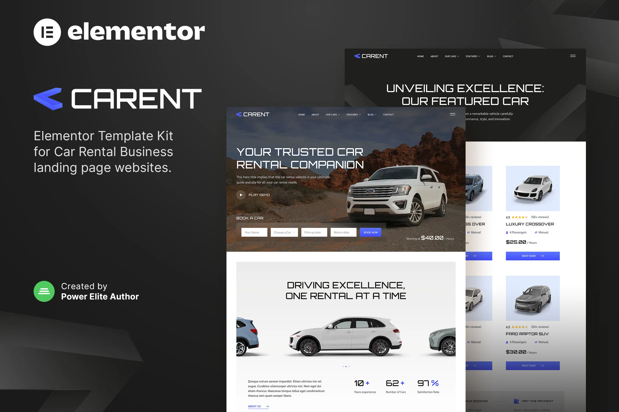 Carent - Car Rental Business & Car Dealerships Elementor Template Pack - Photon Fluctuation | Professional WordPress Repair Service, Global Reach, Fast Response