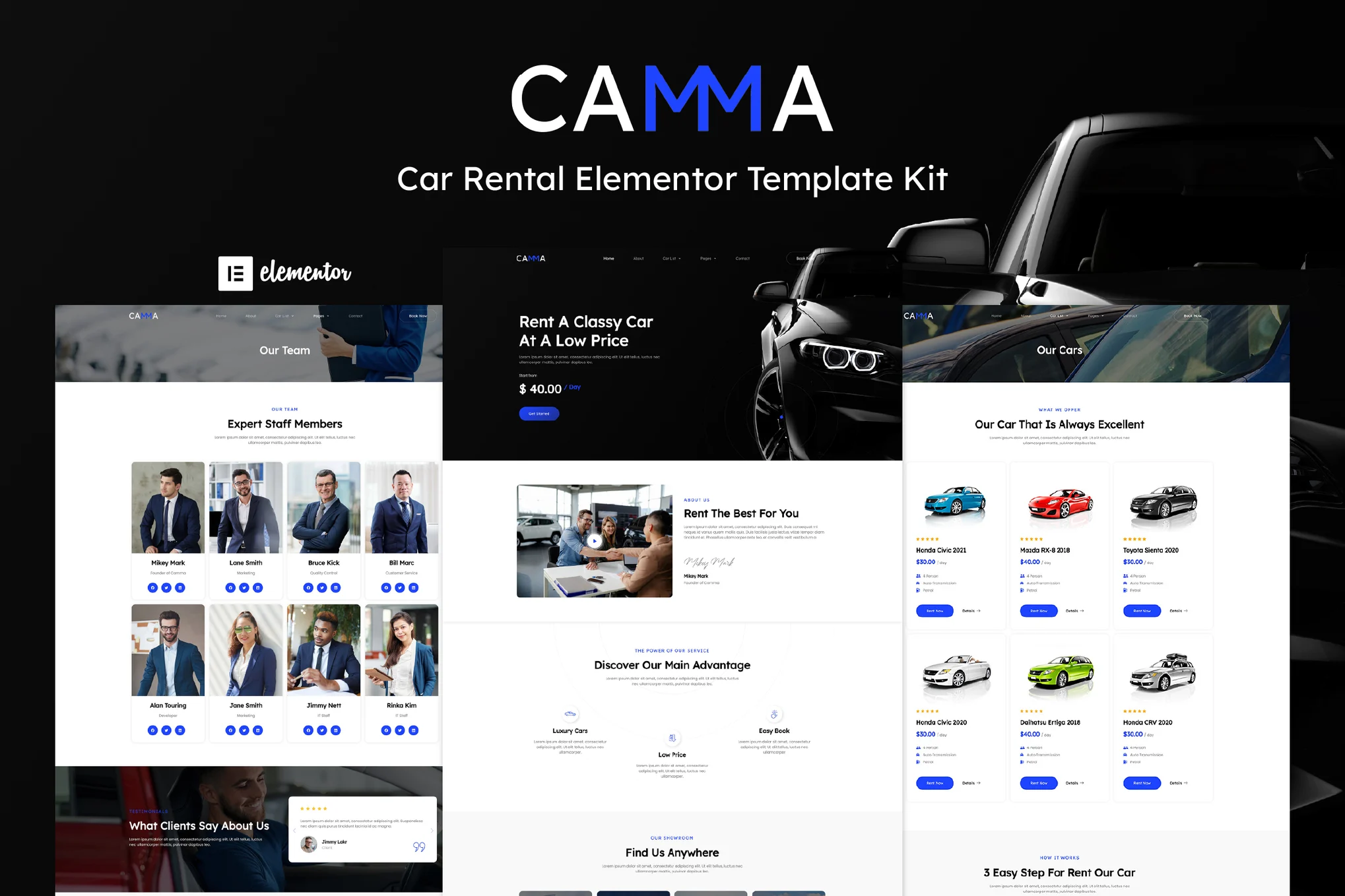 Camma – 汽车租赁 Elementor 模板包-光子波动网 | 专业WordPress修复服务，全球范围，快速响应