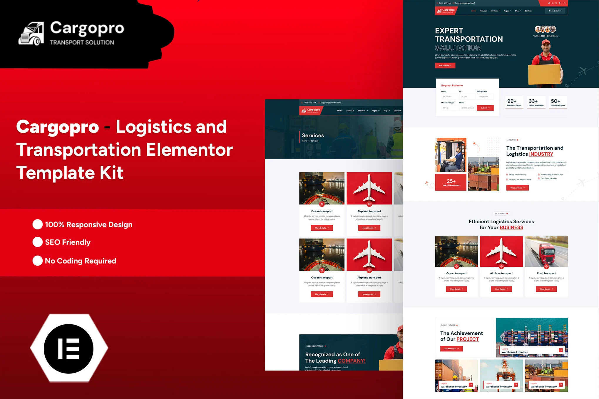 Cargopro - Logistics and Transportation Elementor Pro Template Pack - Photon Flux Network | Service professionnel de réparation de WordPress, dans le monde entier, réponse rapide