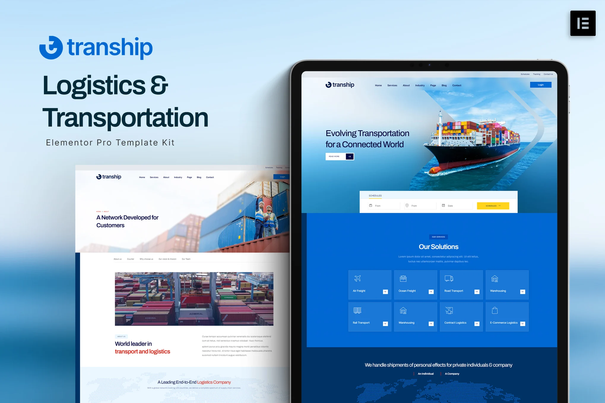 Tranship - Logistics and Transportation Services Elementor Template Pack - Photon Flux | Service de réparation WordPress professionnel, portée mondiale, réponse rapide