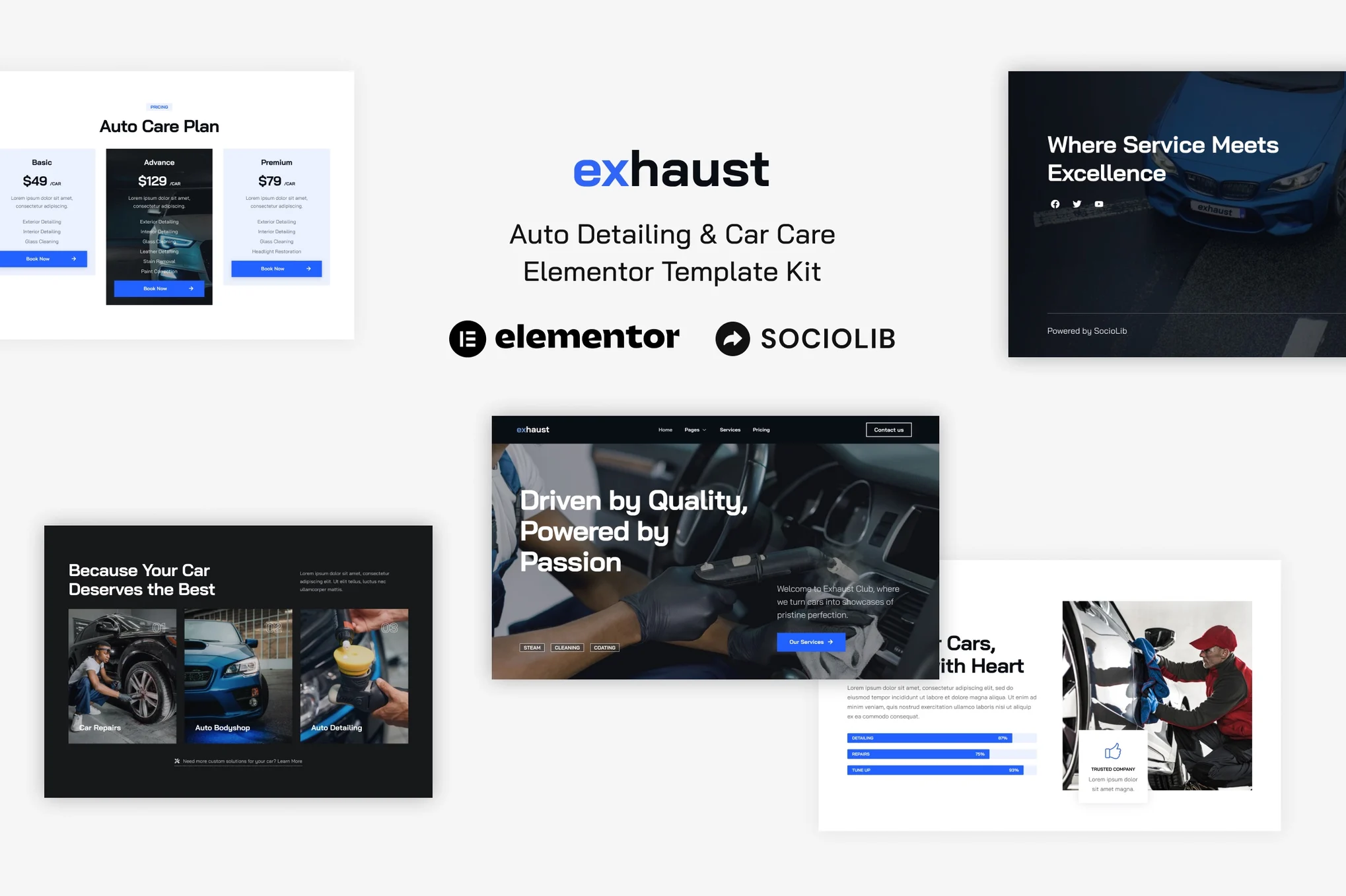 Exhaust – 汽车美容与保养 Elementor 模板包-光子波动网 | 专业WordPress修复服务，全球范围，快速响应